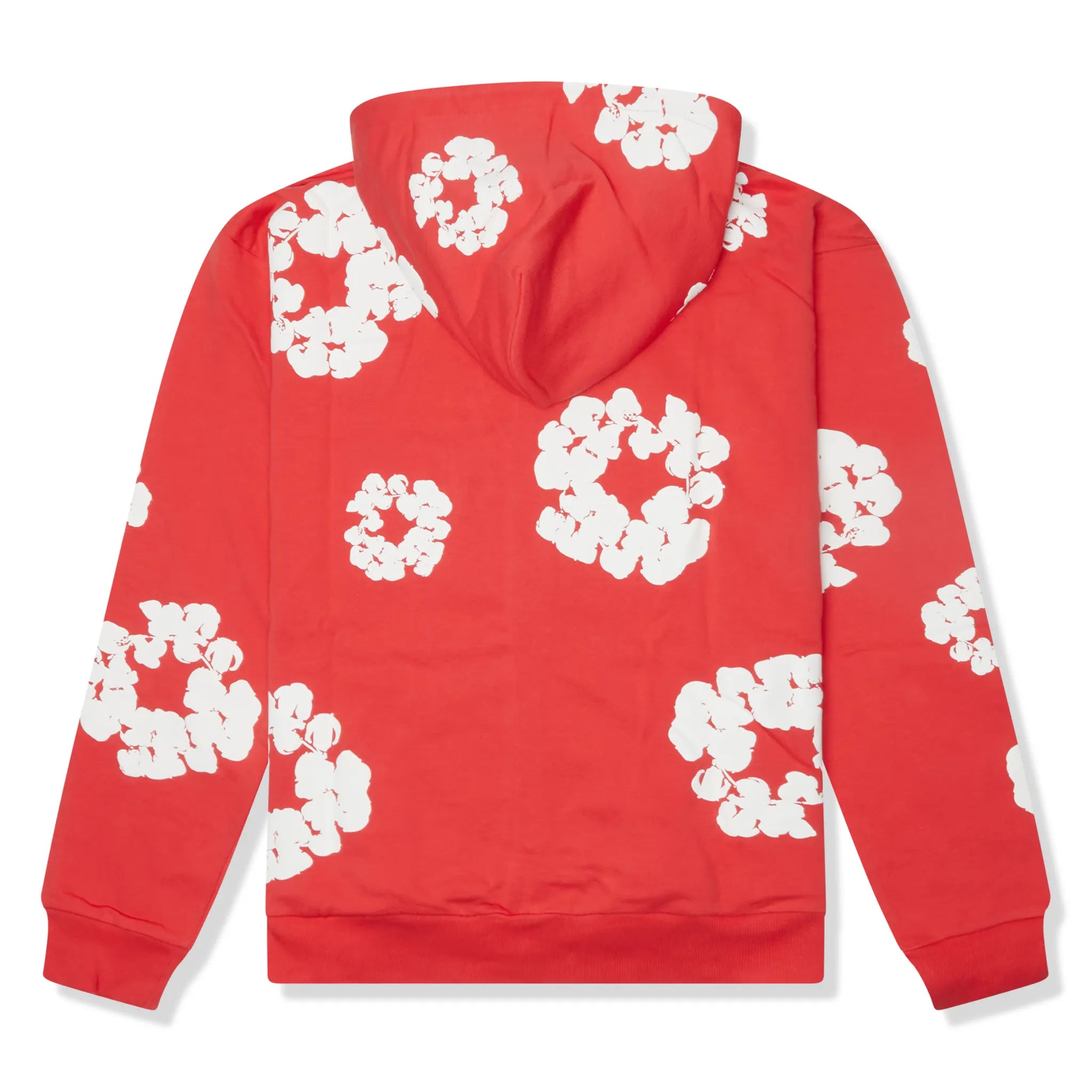 Back View of Denim Tears The Cotton Wreath Zip Up Red Hoodie